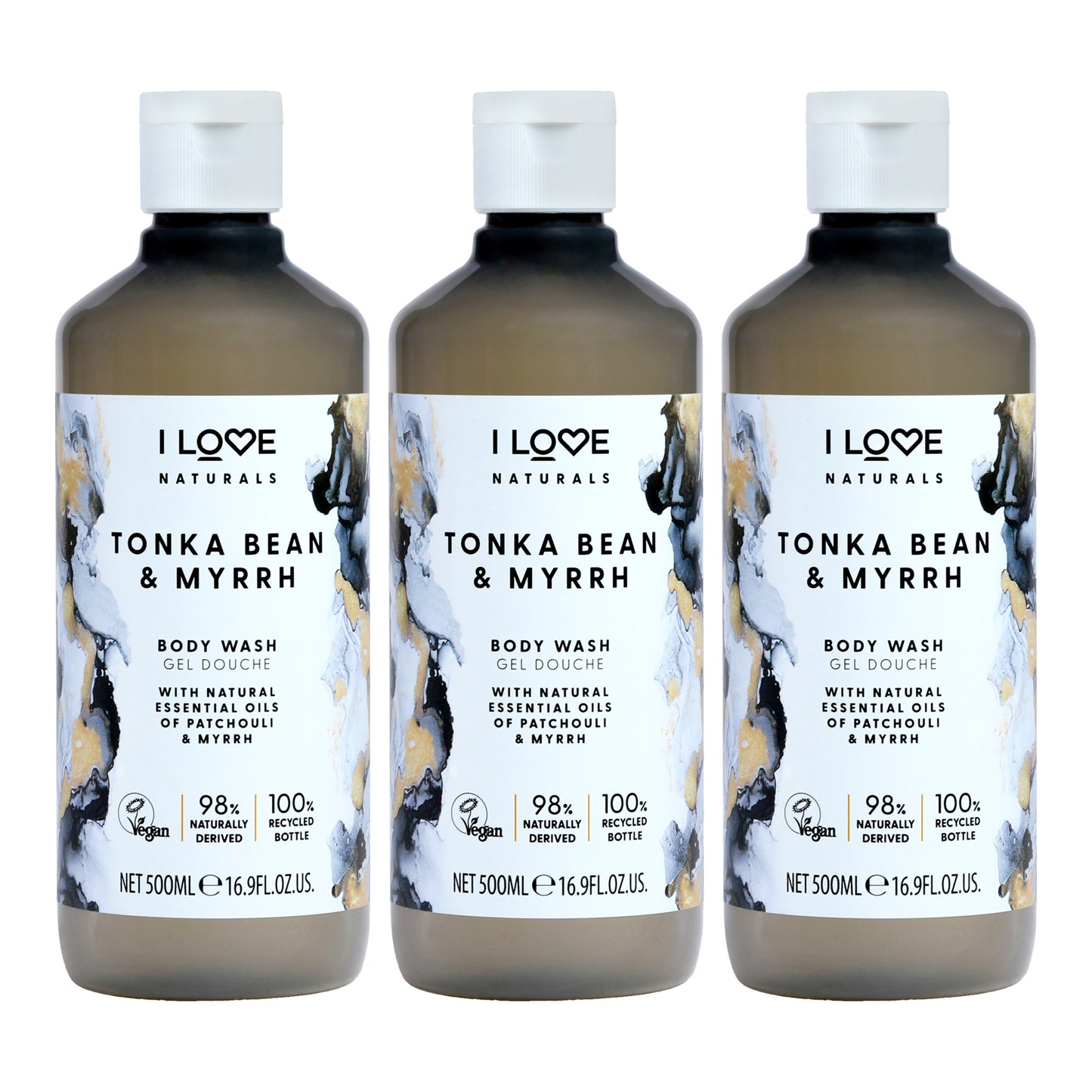 Tonka Bean and Myrrh Body Wash by I Love Cosmetics for Women - 16.9 oz Body Wash - Pack of 3