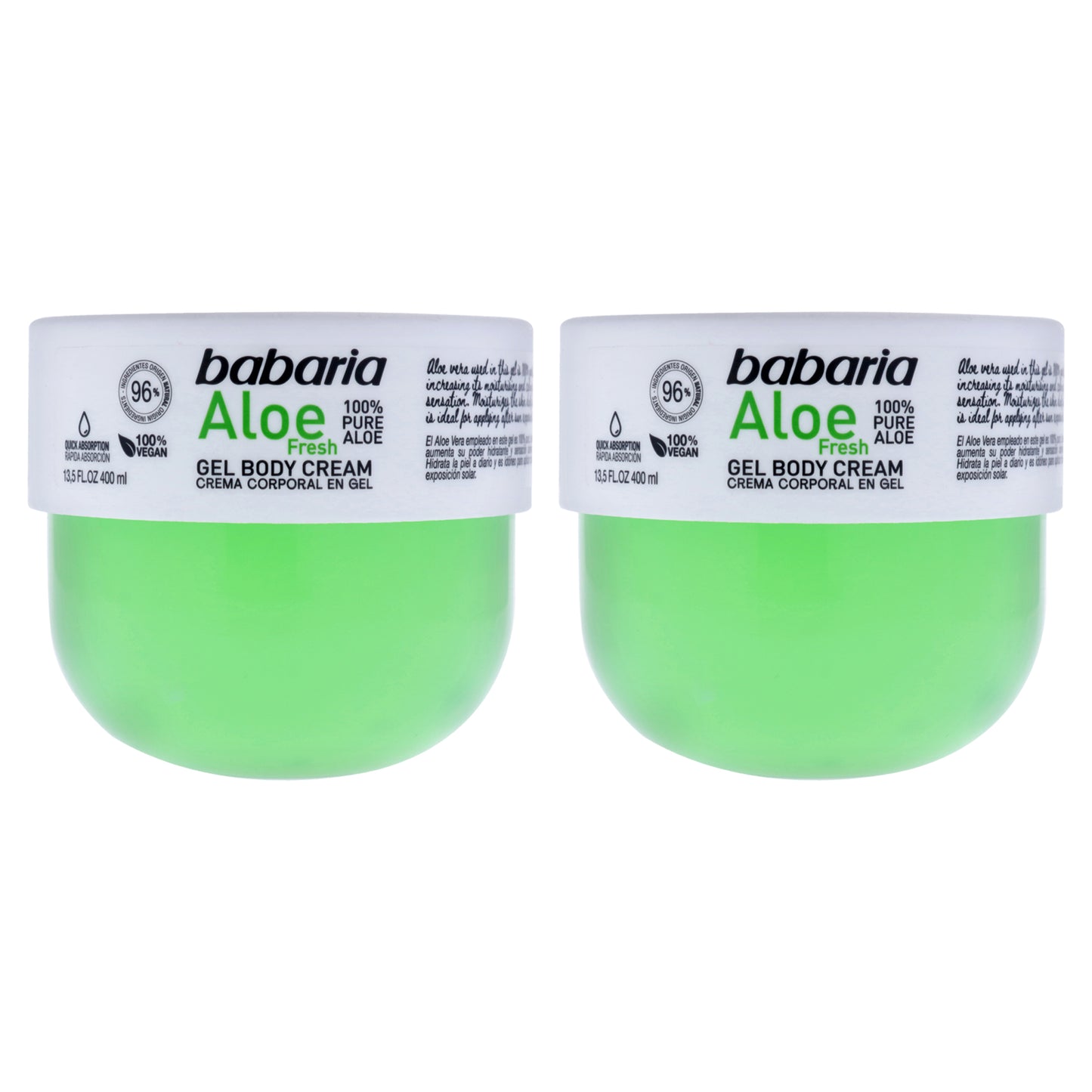 Aloe Fresh Gel Body Cream by Babaria for Unisex - 13.5 oz Body Cream - Pack of 2