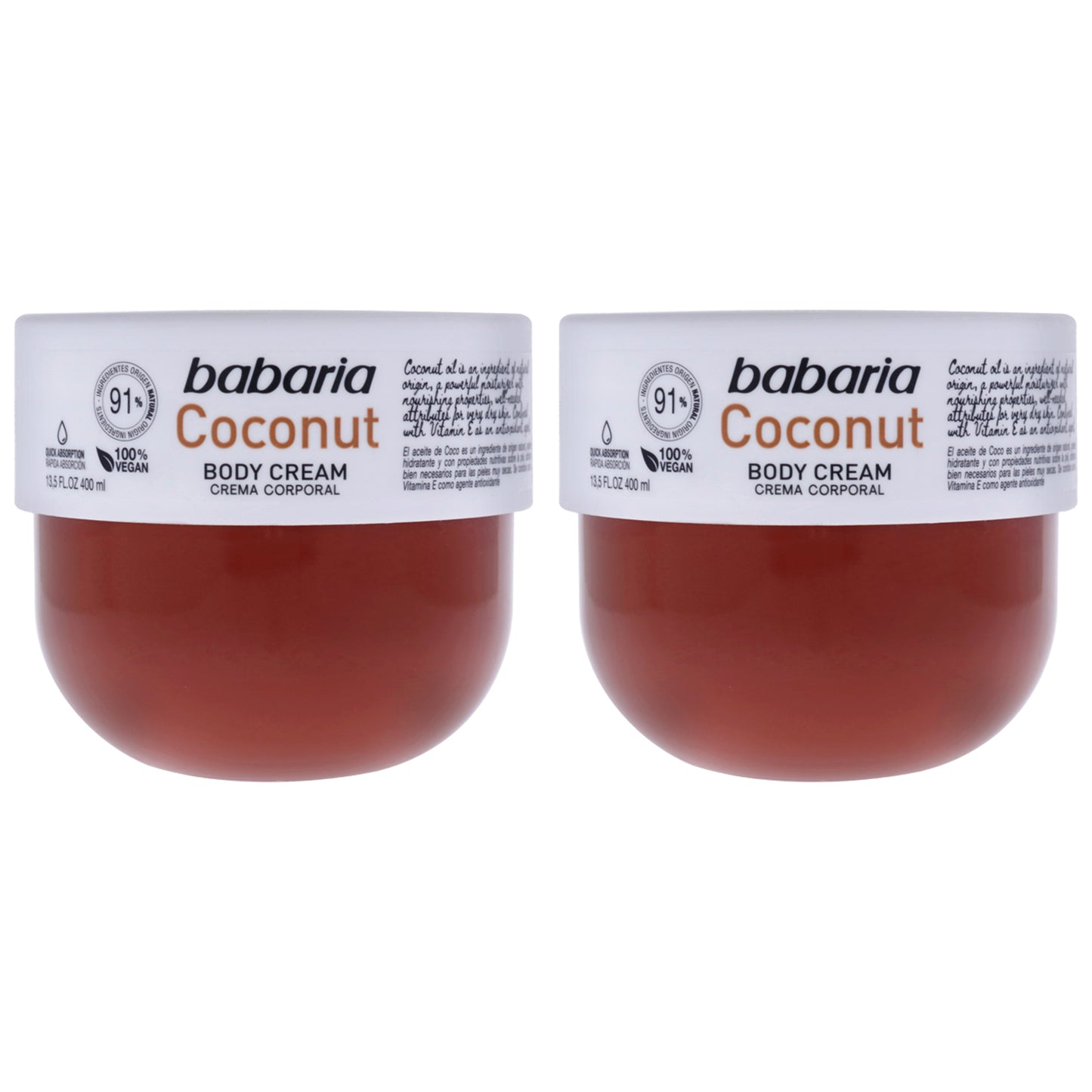 Coconut Body Cream by Babaria for Unisex - 13.5 oz Body Cream - Pack of 2