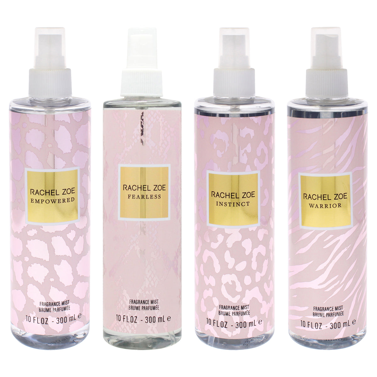 Rachel Zoe Kit by Rachel Zoe for Women - 4 Pc Kit 10oz Fragrance Mist - Empowered - Pink, 10oz Fragrance Mist - Warrior - Pink, 10oz Fragrance Mist - Fearless - Pink, 10oz Fragrance Mist - Instinct - Pink