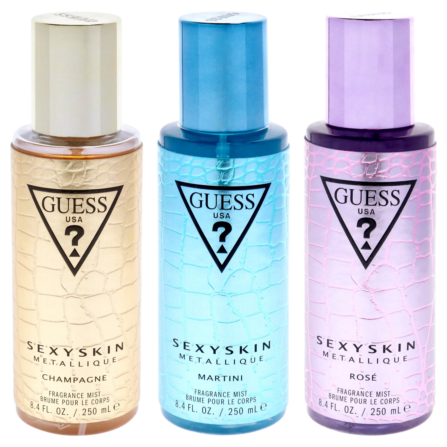 Guess Sexy Skin Metallique Kit 3 Pc Kit 8.4oz Fragrance Mist - Champagne
