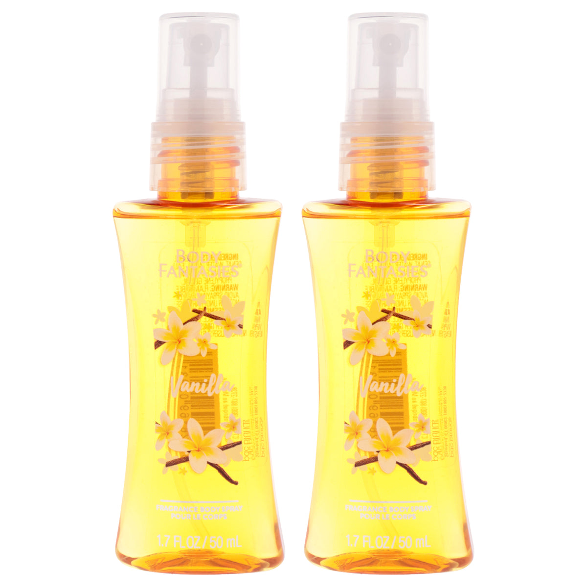 Vanilla Body Spray by Body Fantasies for Women - 1.7 oz Body Spray - Pack of 2
