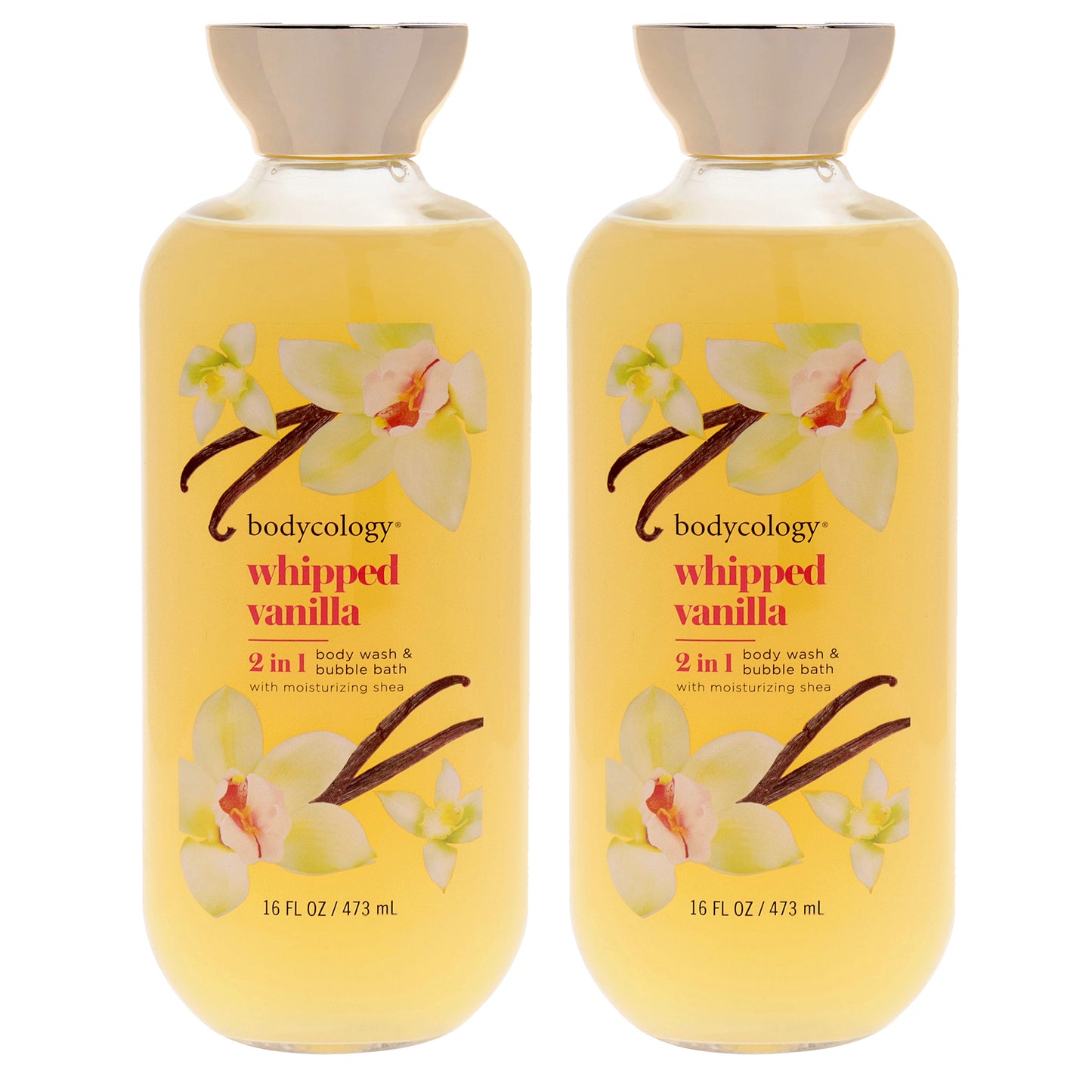 2 in 1 Body Wash and Bubble Bath - Whipped Vanilla by Bodycology for Women - 16 oz Body Wash - Pack of 2