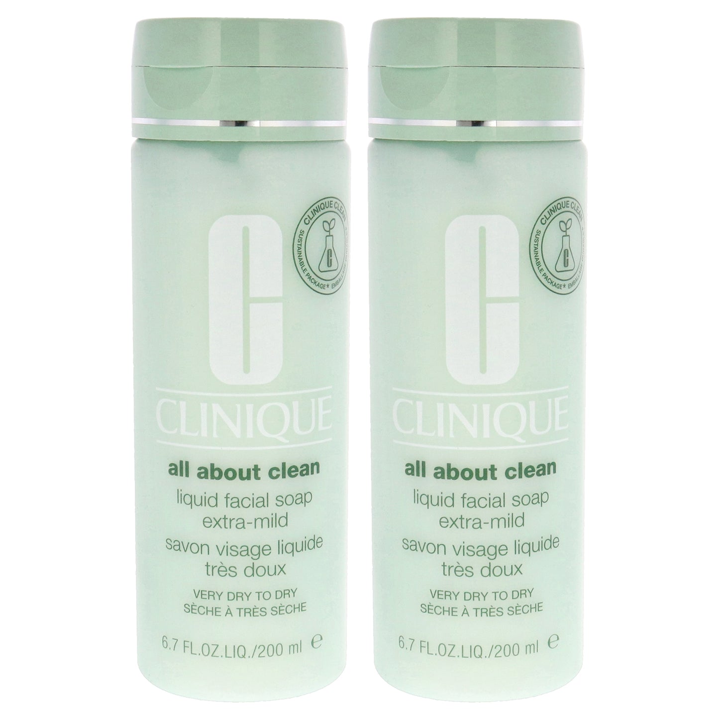 All About Clean Liquid Facial Soap Extra Mild by Clinique for Unisex - 6.7 oz Soap - Pack of 2