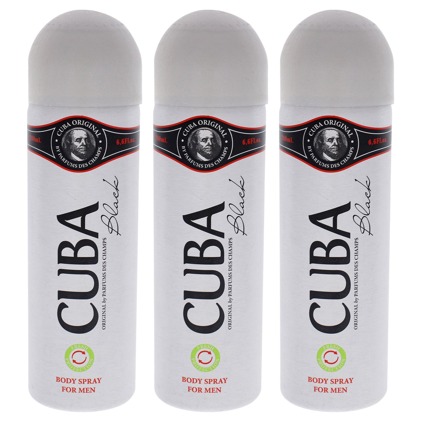 Cuba Black - Pack of 3 6.6 oz Body Spray