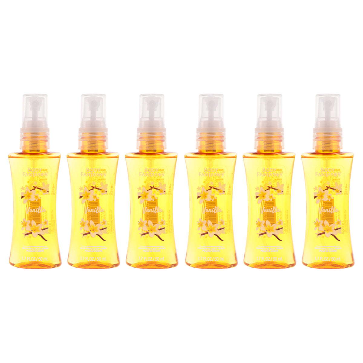 Vanilla Body Spray by Body Fantasies for Women - 1.7 oz Body Spray - Pack of 6