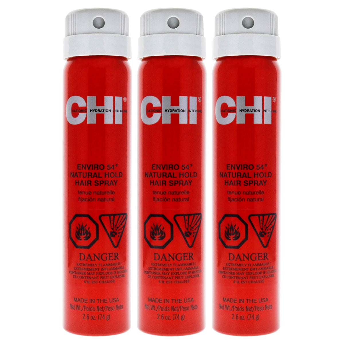 Enviro 54 Natural Hold Hairspray by CHI for Unisex - 2.6 oz Hair Spray - Pack of 3