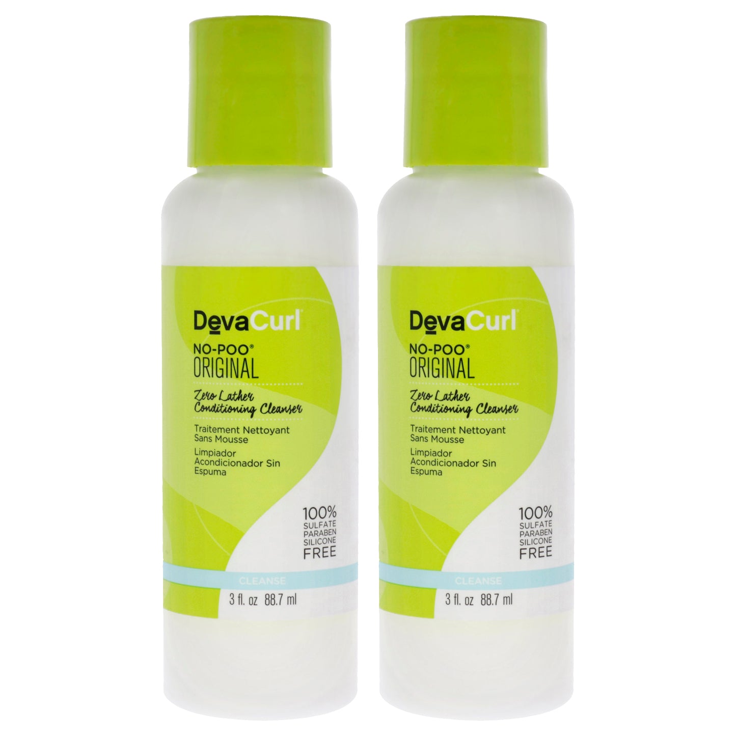 DevaCurl No-Poo Zero Lather Conditioning Cleanser by DevaCurl for Unisex - 3 oz Cleanser - Pack of 2