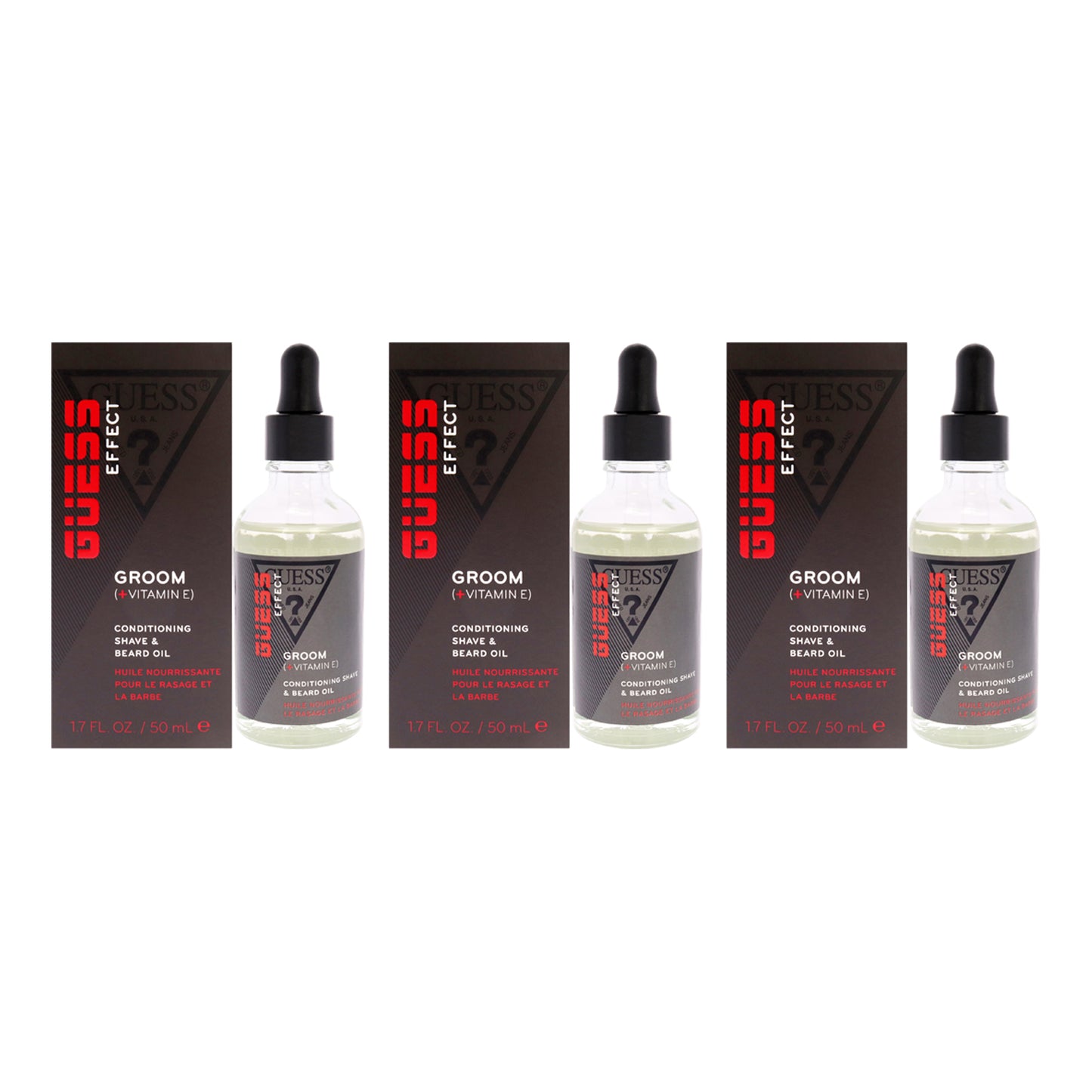 Guess Effect Boost Conditioning Shave and Beard Oil - Pack of 3 1.7 oz Oil
