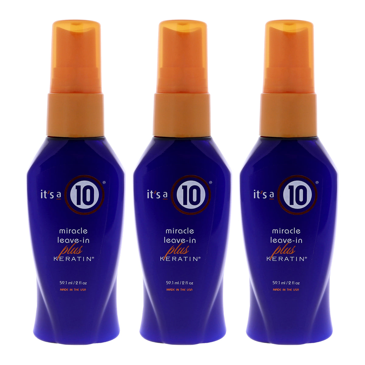 Miracle Leave In Plus Keratin by Its A 10 for Unisex - 2 oz Hair Spray - Pack of 3
