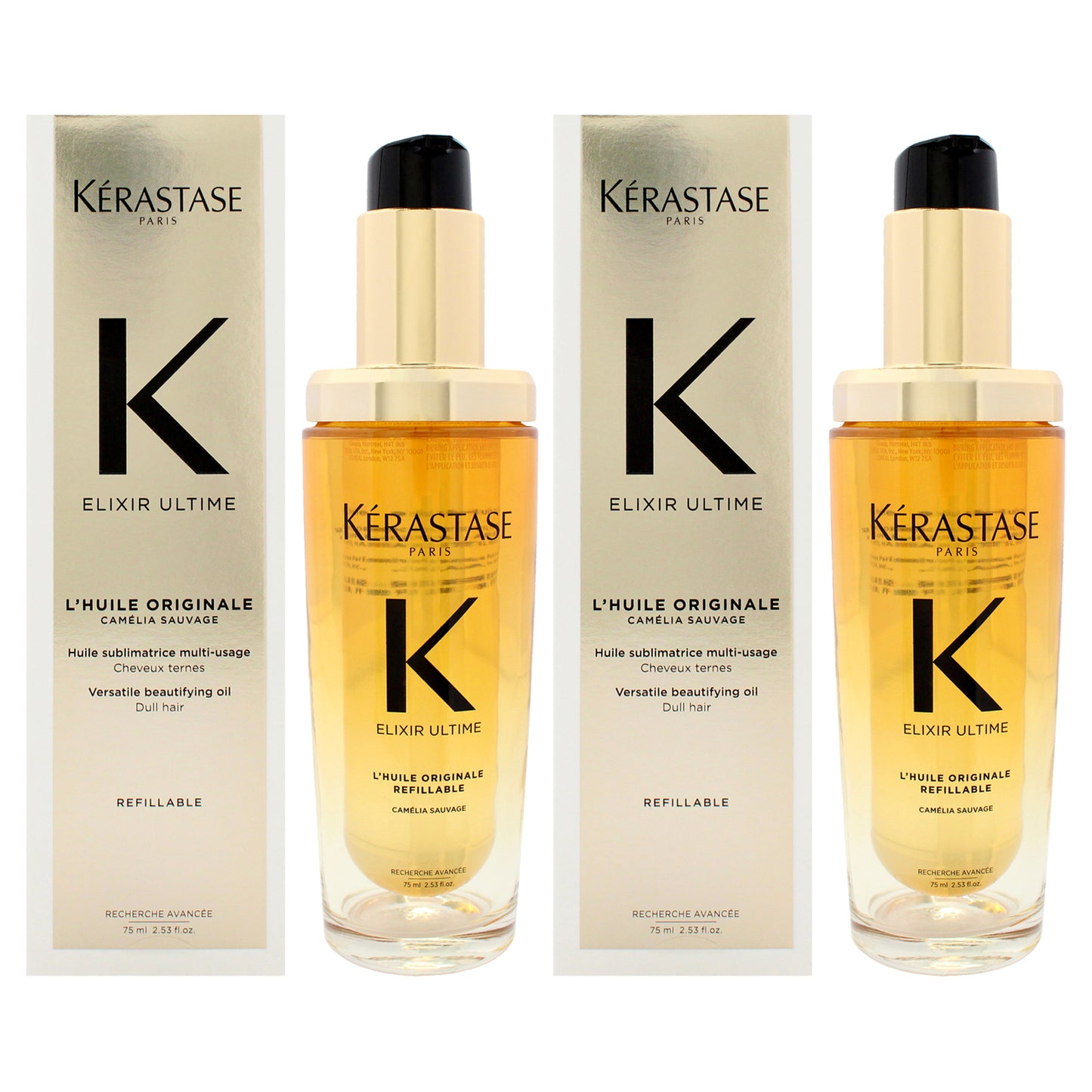 Elixir K Ultime Versatile Beautifying Oil - Pack of 2 2.53 oz Oil (Refillable)