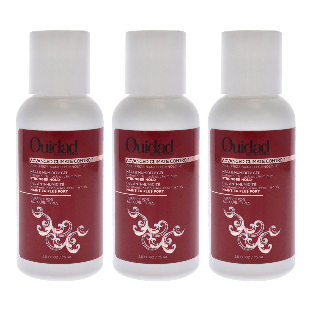Advanced Climate Control Heat and Humidity Gel - Stronger Hold by Ouidad for Unisex - 2.5 oz Gel - Pack of 3