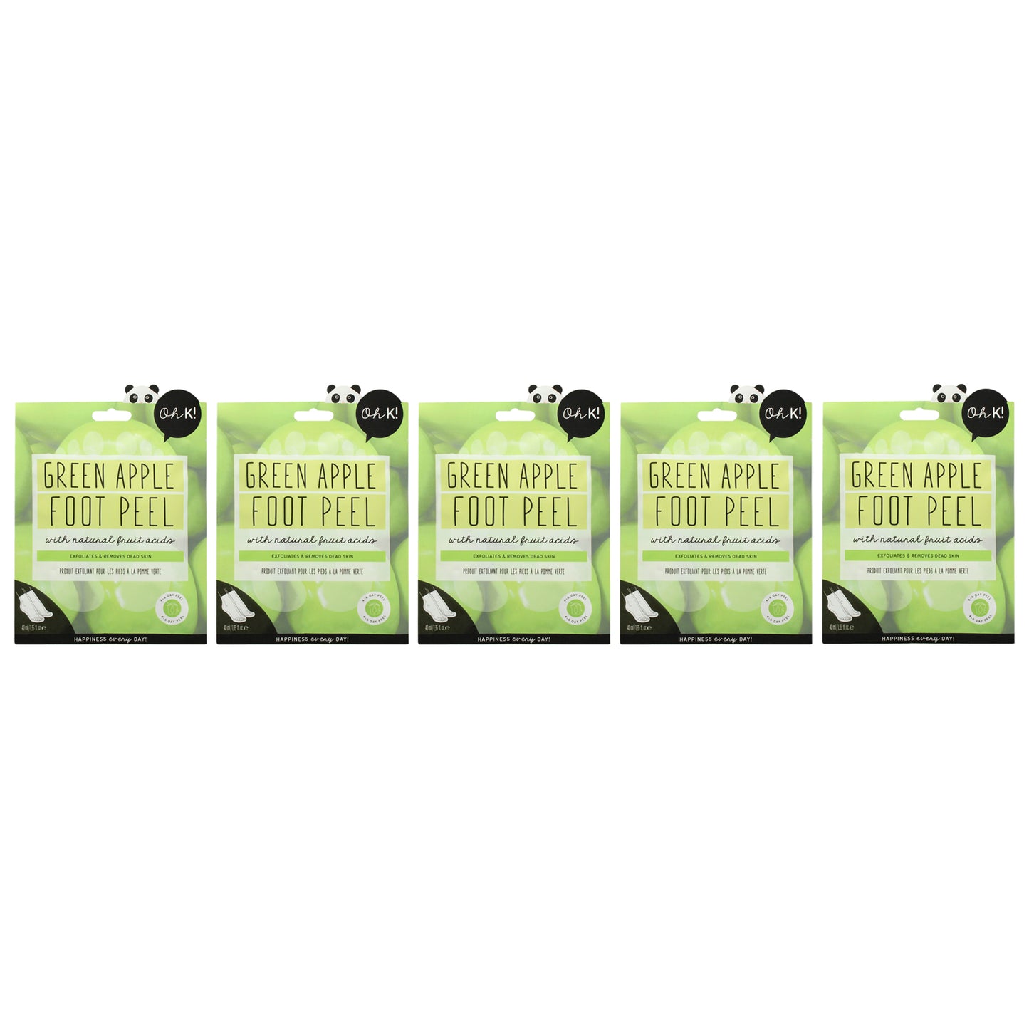 Foot Peel Mask - Green Apple - Pack of 5 1 Pair Mask