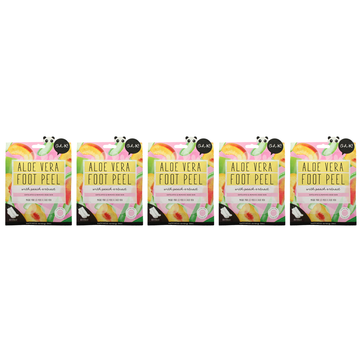 Jelly Foot Peel - Aloe Vera by Oh K! for Unisex - 1 Pair Mask - Pack of 5