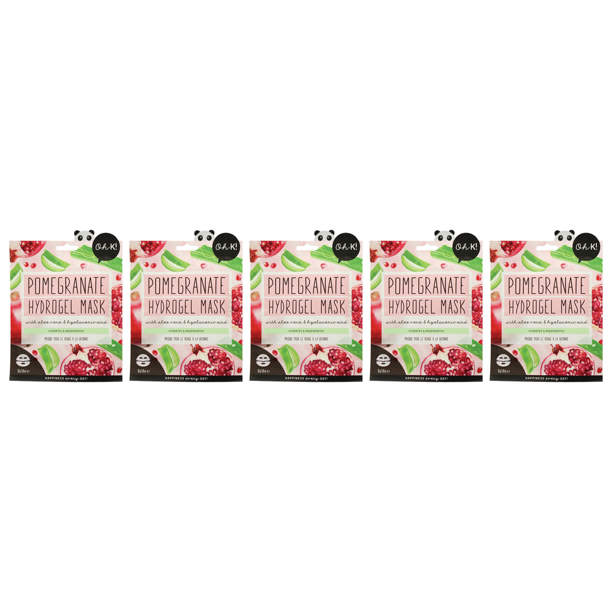 Hydrogel Sheet Mask - Pomegranate by Oh K! for Unisex - 1 Pc Mask - Pack of 5