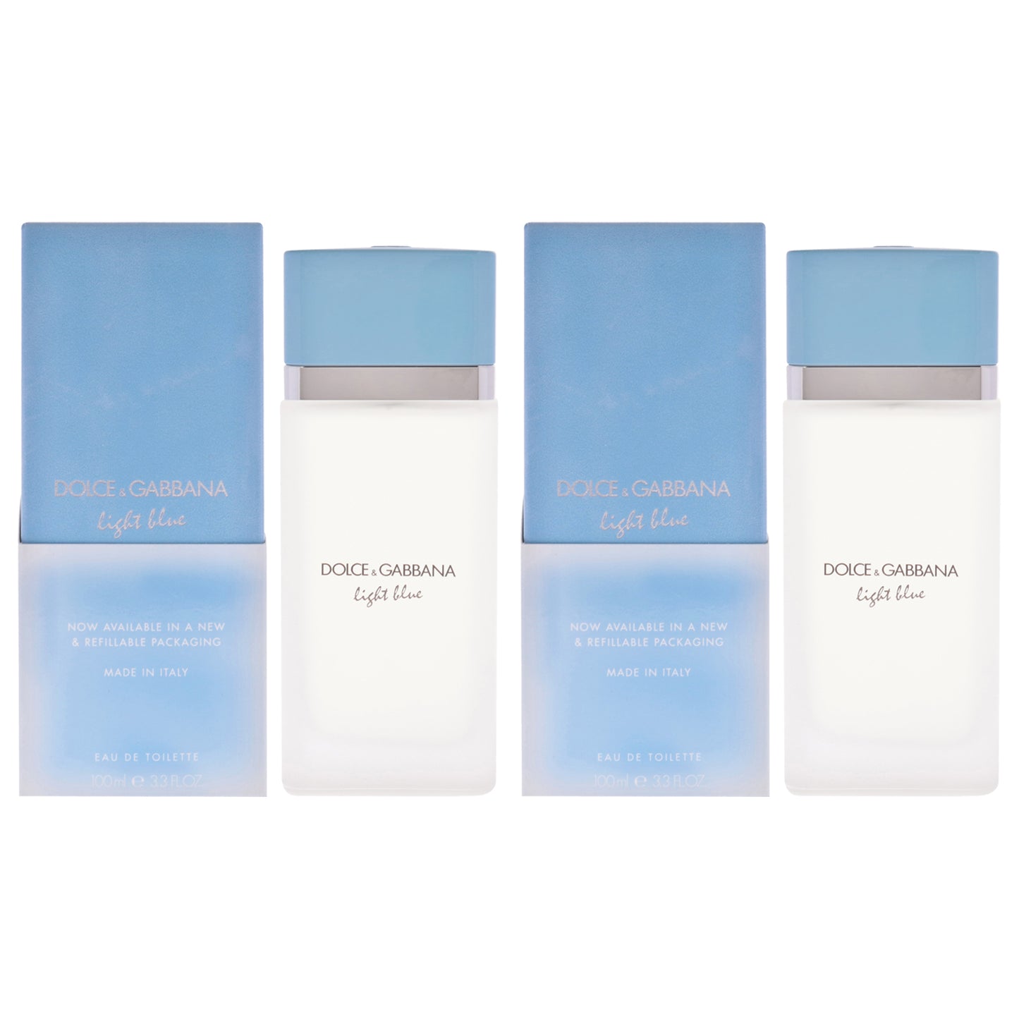 Light Blue by Dolce and Gabbana for Women - 3.3 oz EDT Spray (Refillable) - Pack of 2