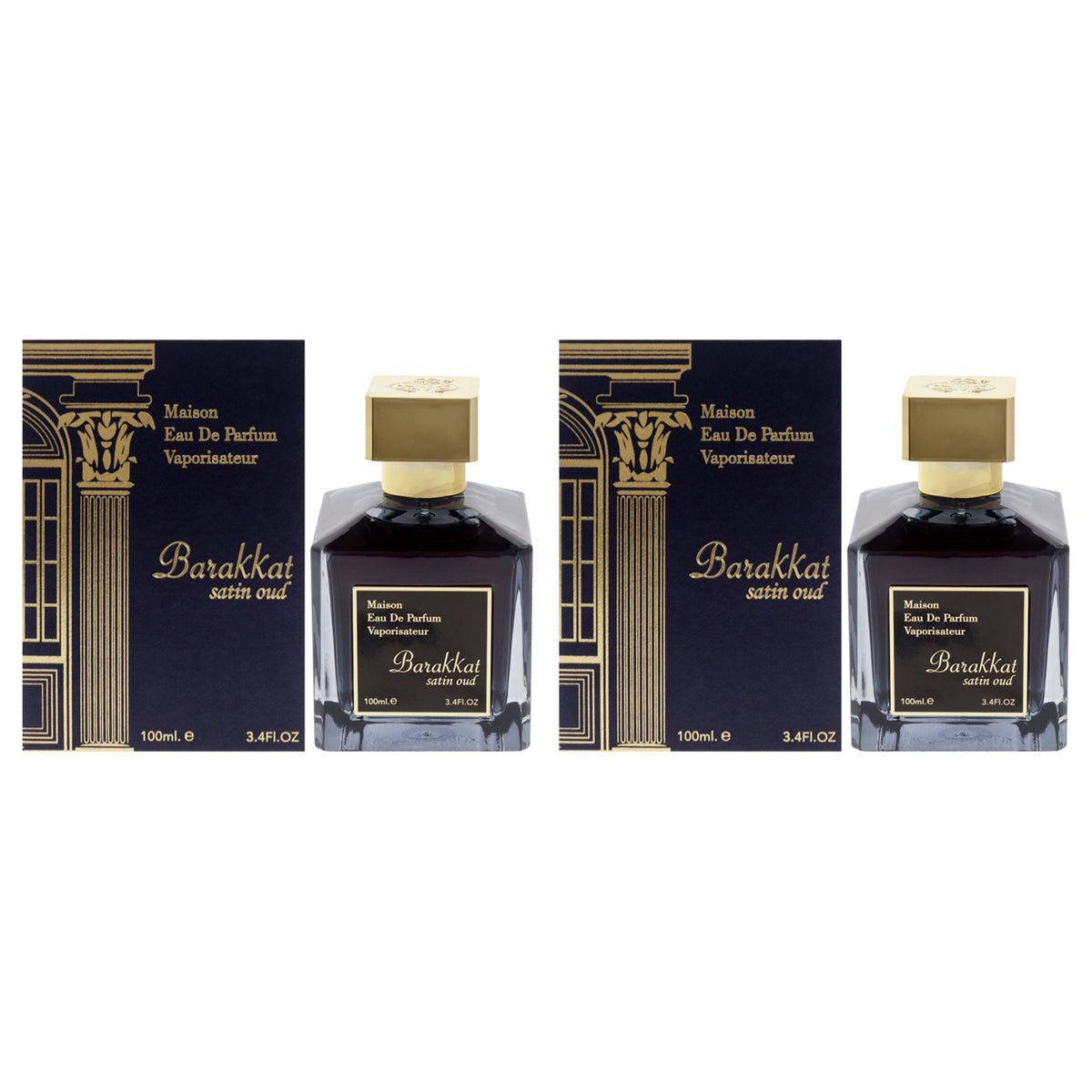 Maison Barakkat Satin Oud by Fragrance World for Unisex - 3.4 oz EDP Spray - Pack of 2