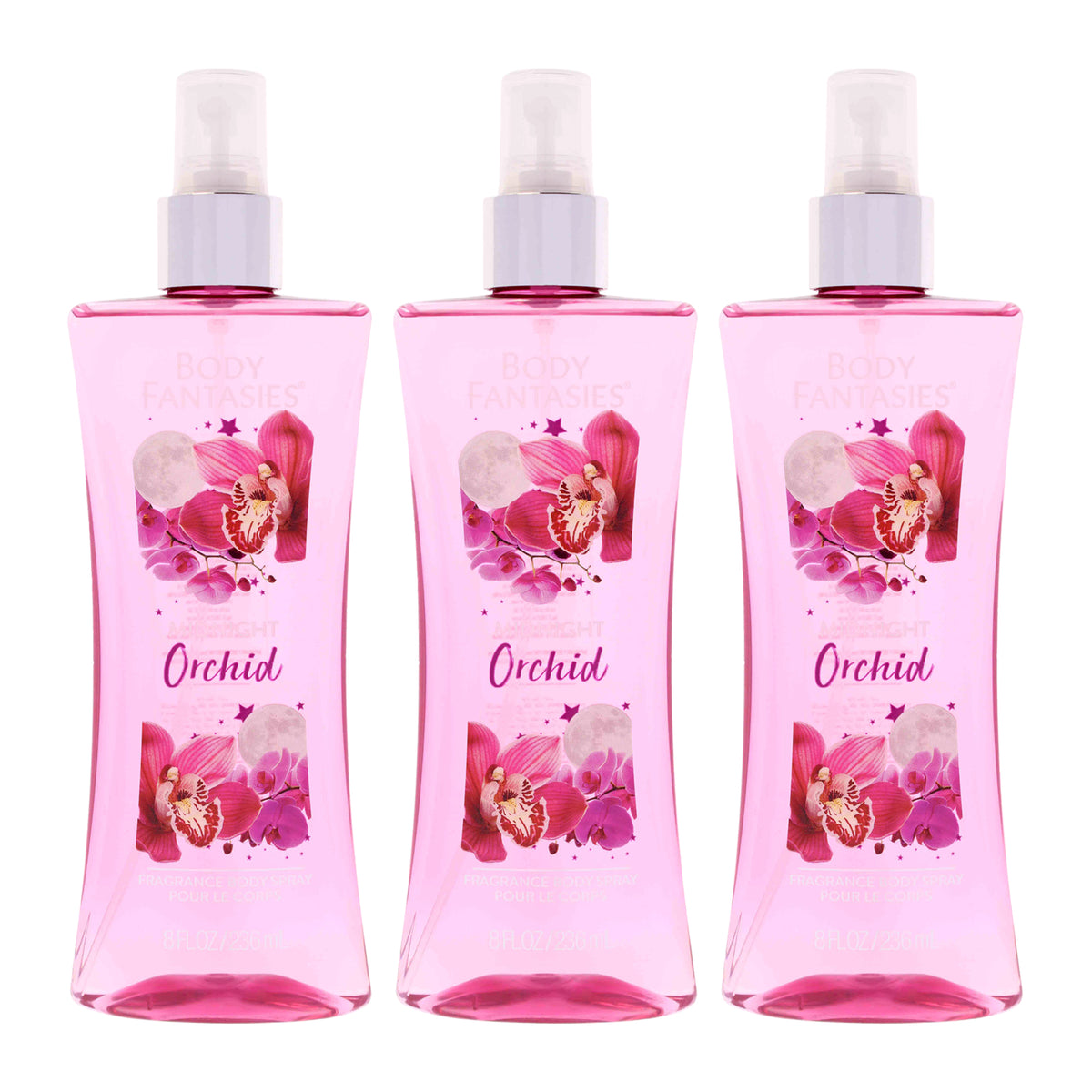 Midnight Orchid by Body Fantasies for Women - 8 oz Body Spray - Pack of 3