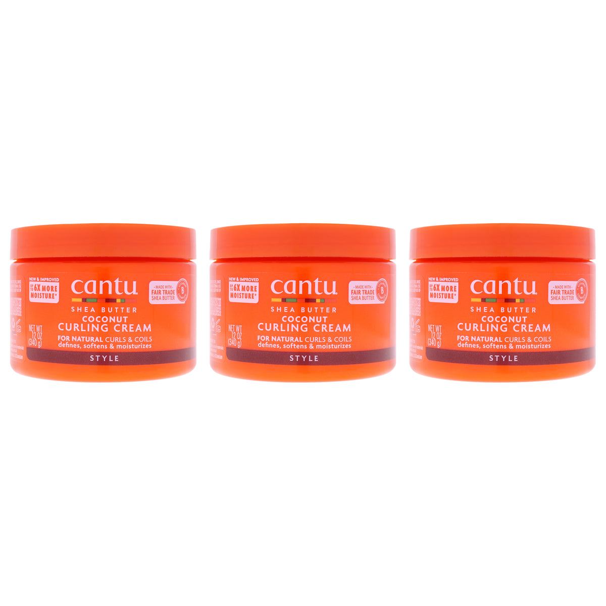 Shea Butter Coconut Curling Cream by Cantu for Unisex - 12 oz Cream - Pack of 3