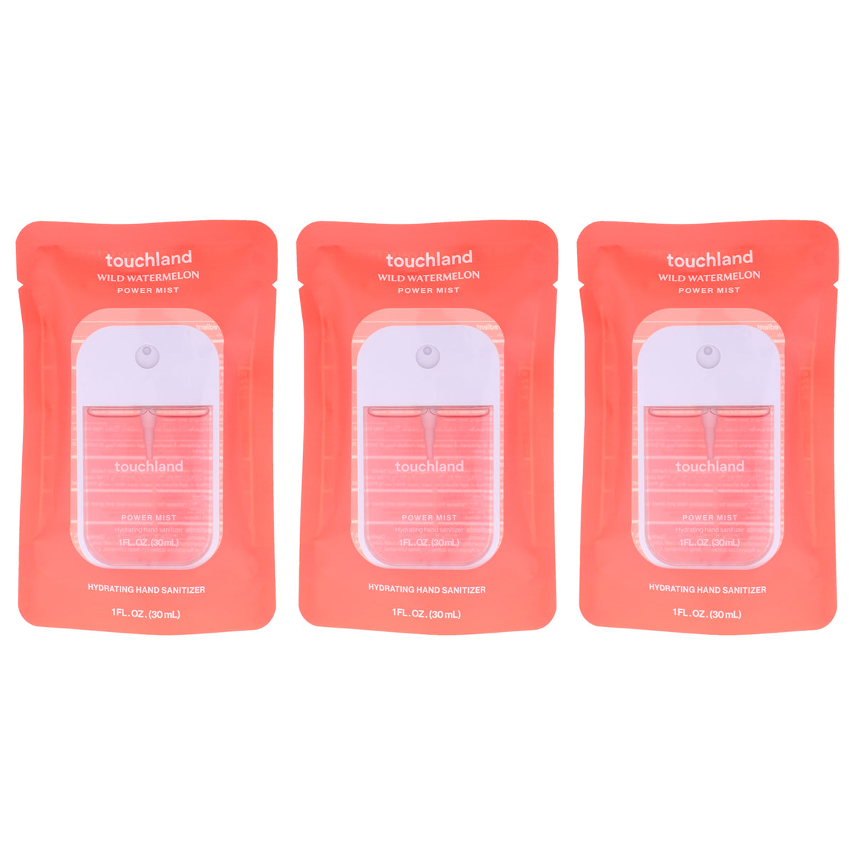 Power Mist Hydrating Hand Sanitizer - Wild Watermelon by Touchland for Unisex - 1 oz Hand Sanitizer - Pack of 3
