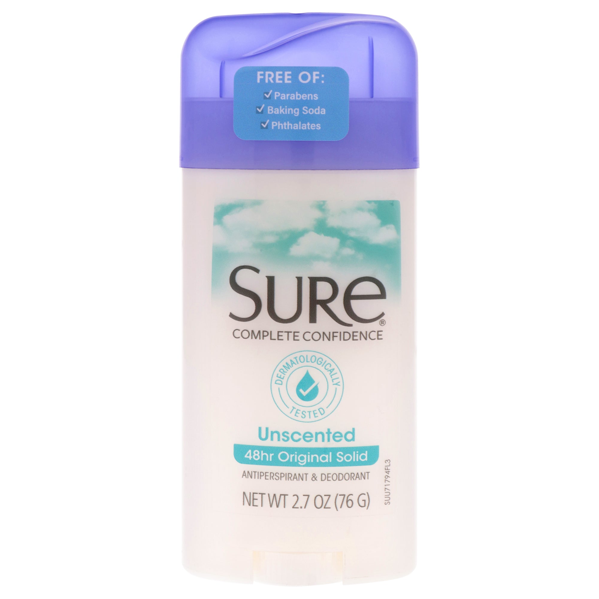 Original Solid Anti-Perspirant Deodorant - Unscented by Sure for Unisex - 2.7 oz Deodorant Stick