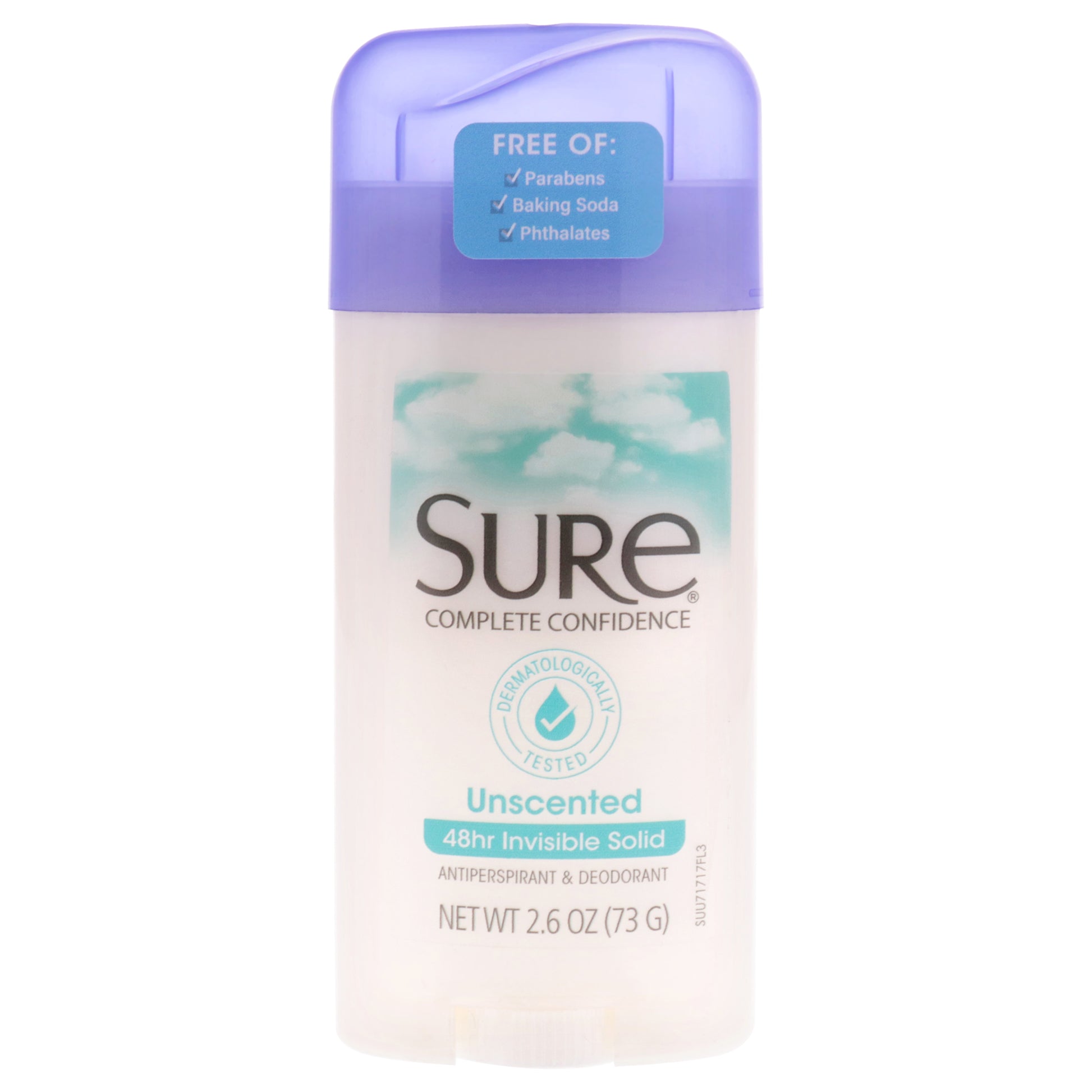 Invisible Solid Anti-Perspirant and Deodorant - Unscented by Sure for Unisex - 2.6 oz Deodorant Stick