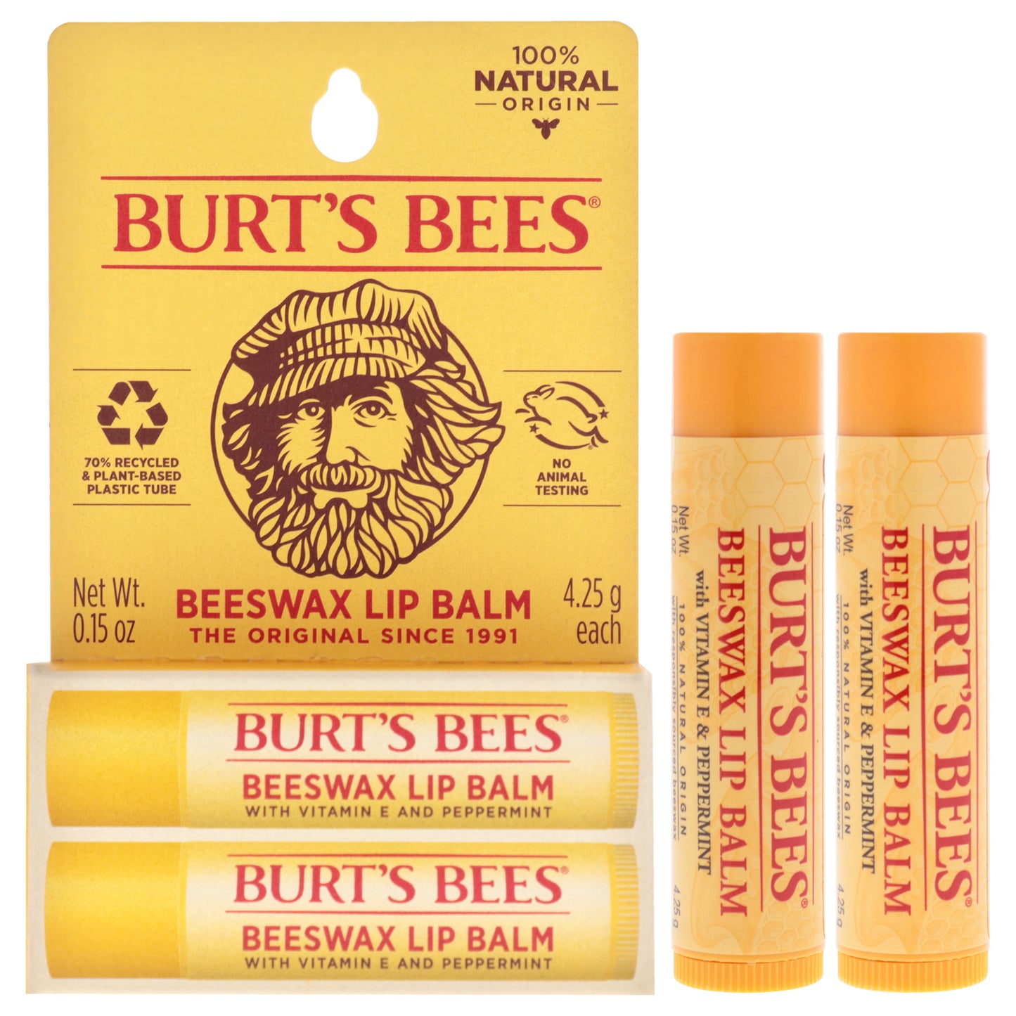 Beeswax Lip Balm Twin Pack by Burts Bees for Unisex - 2 x 0.15 oz Lip Balm