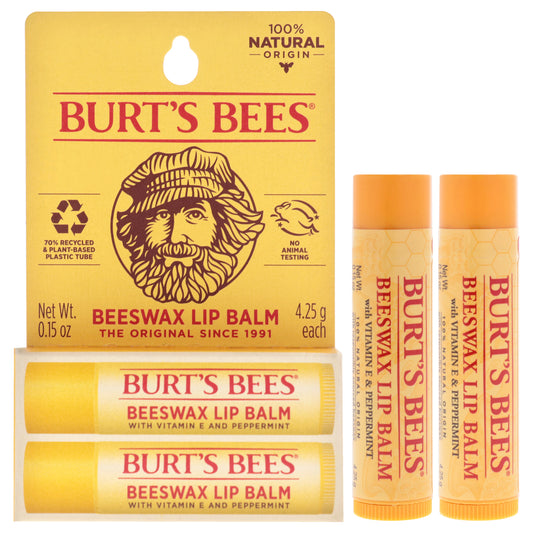 Beeswax Lip Balm Twin Pack by Burts Bees for Unisex - 2 x 0.15 oz Lip Balm