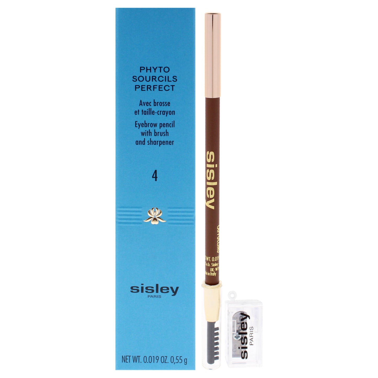 Phyto-Sourcils Perfect Eyebrow Pencil With Brush and Sharpener - 4 Cappuccino by Sisley for Women - 0.019 oz Eyebrow Pencil