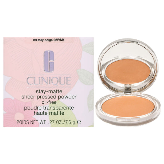 Stay-Matte Sheer Pressed Powder - 03 Stay Beige by Clinique for Women - 0.27 oz Powder