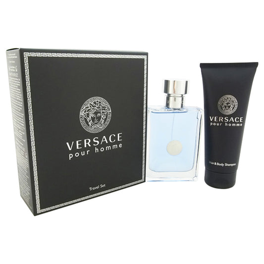 Versace Pour Homme by Versace for Men - 2 Pc Gift Set 3.4oz EDT Spray, 3.4oz Hair and Body Shampoo