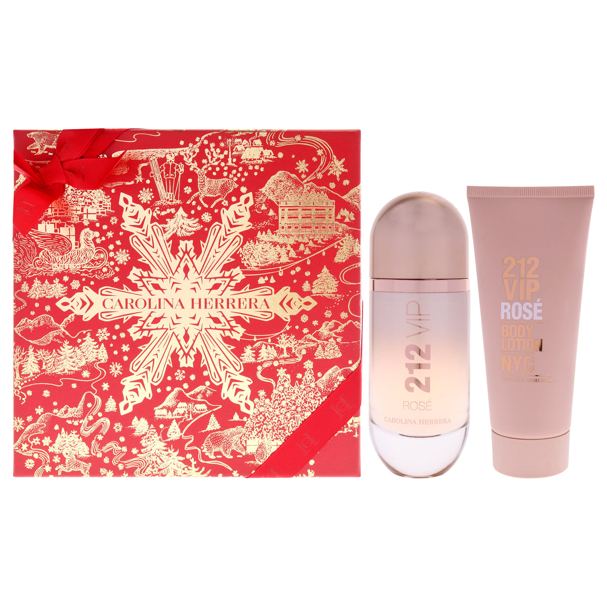 212 VIP Rose by Carolina Herrera for Women - 2 Pc Gift Set 2.7oz EDP Spray, 3.4oz Body Lotion