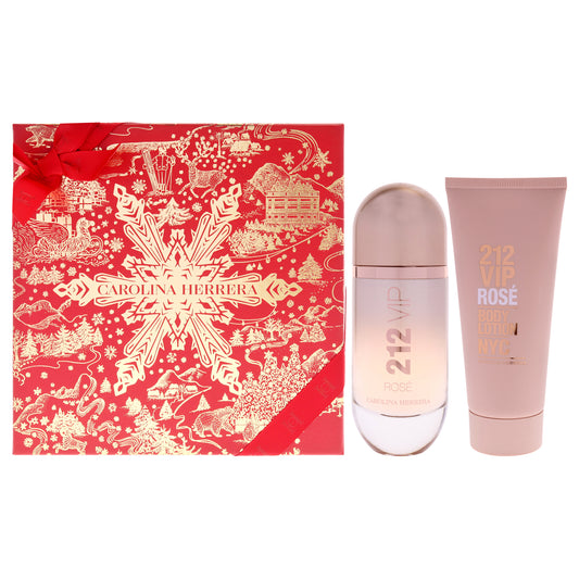 212 VIP Rose by Carolina Herrera for Women - 2 Pc Gift Set 2.7oz EDP Spray, 3.4oz Body Lotion