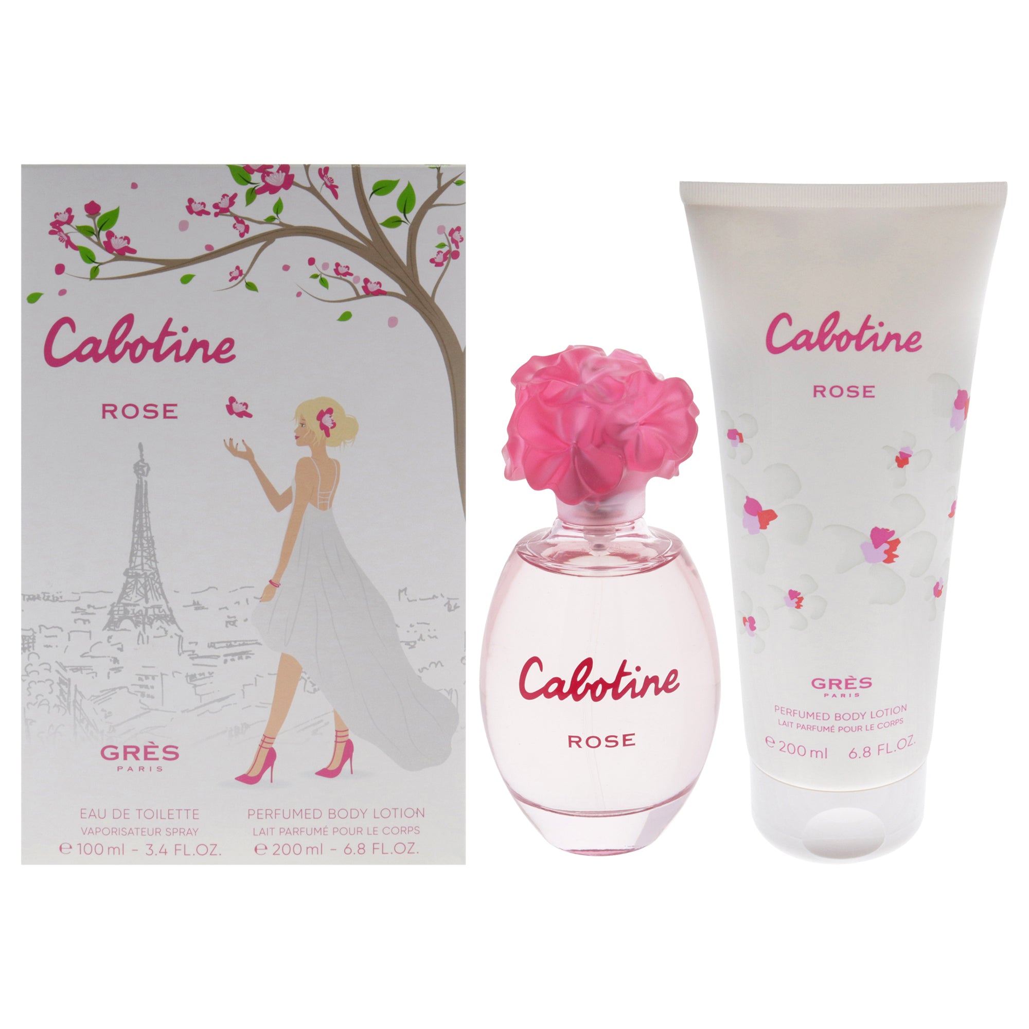 Cabotine Rose by Parfums Gres for Women - 2 Pc Gift Set 3.4oz EDT Spray, 6.8oz Perfumed Body Lotion