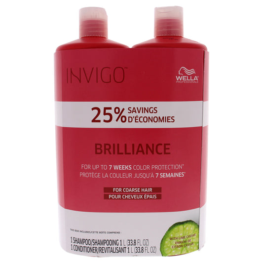 Brilliance Shampoo and Conditioner For Coarse Colored Hair Duo 2 X 33.8 oz Shampoo
