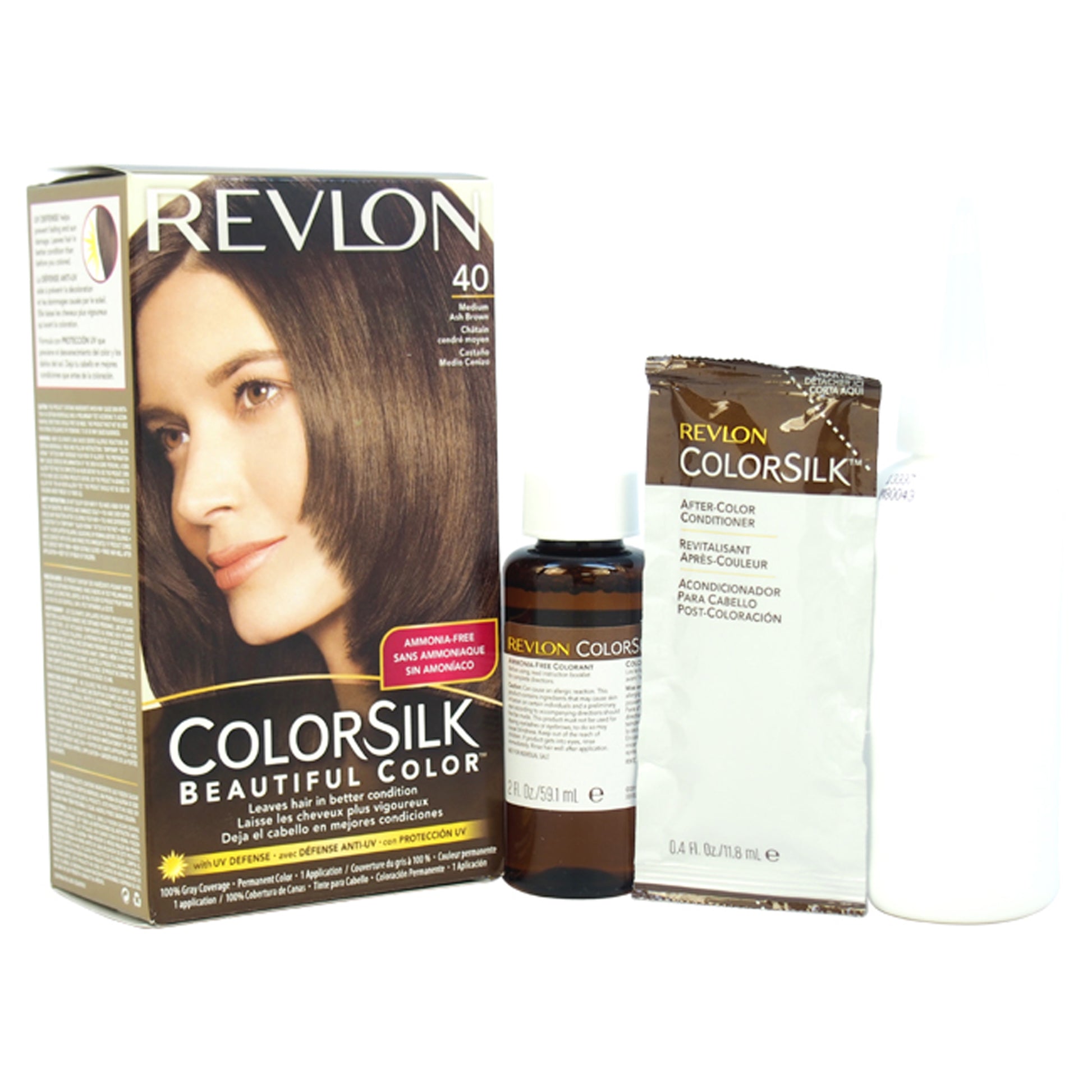 Colorsilk Beautiful Color - 40 Medium Ash Brown by Revlon for Unisex - 1 Application Hair Color