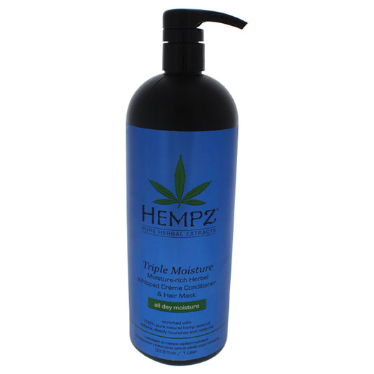Triple Moisture-Rich Herbal Whipped Creme Conditioner Hair Mask by Hempz for Unisex - 33.8 oz Conditioner and Hair Mask