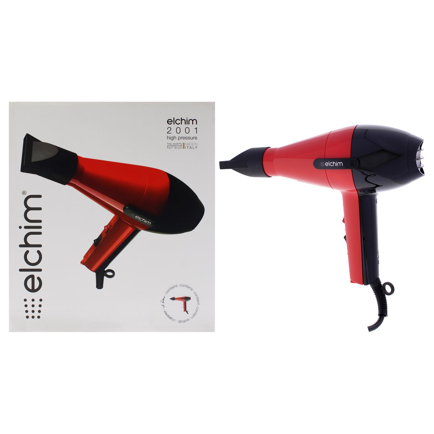 2001 Classic Hair Dryer - Red-Black by Elchim for Women - 1 Pc Hair Dryer