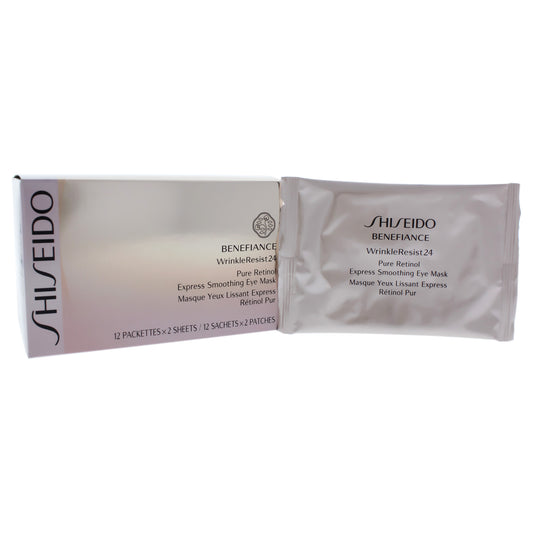 Benefiance WrinkleResist24 Pure Retinol Express Smoothing Eye Mask by Shiseido for Unisex - 12 Pc Sheets Eye Mask