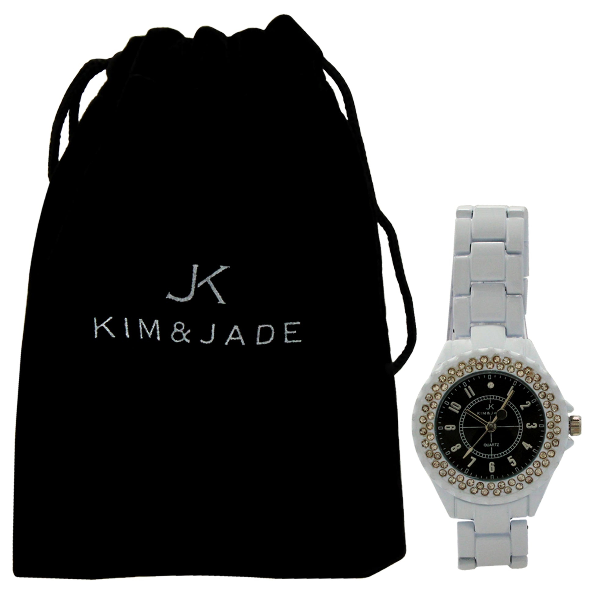 2033L-WB White Stainless Steel Bracelet Watch by Kim & Jade for Women - 1 Pc Watch