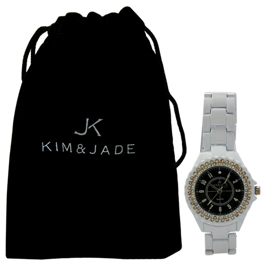 2033L-WB White Stainless Steel Bracelet Watch by Kim & Jade for Women - 1 Pc Watch