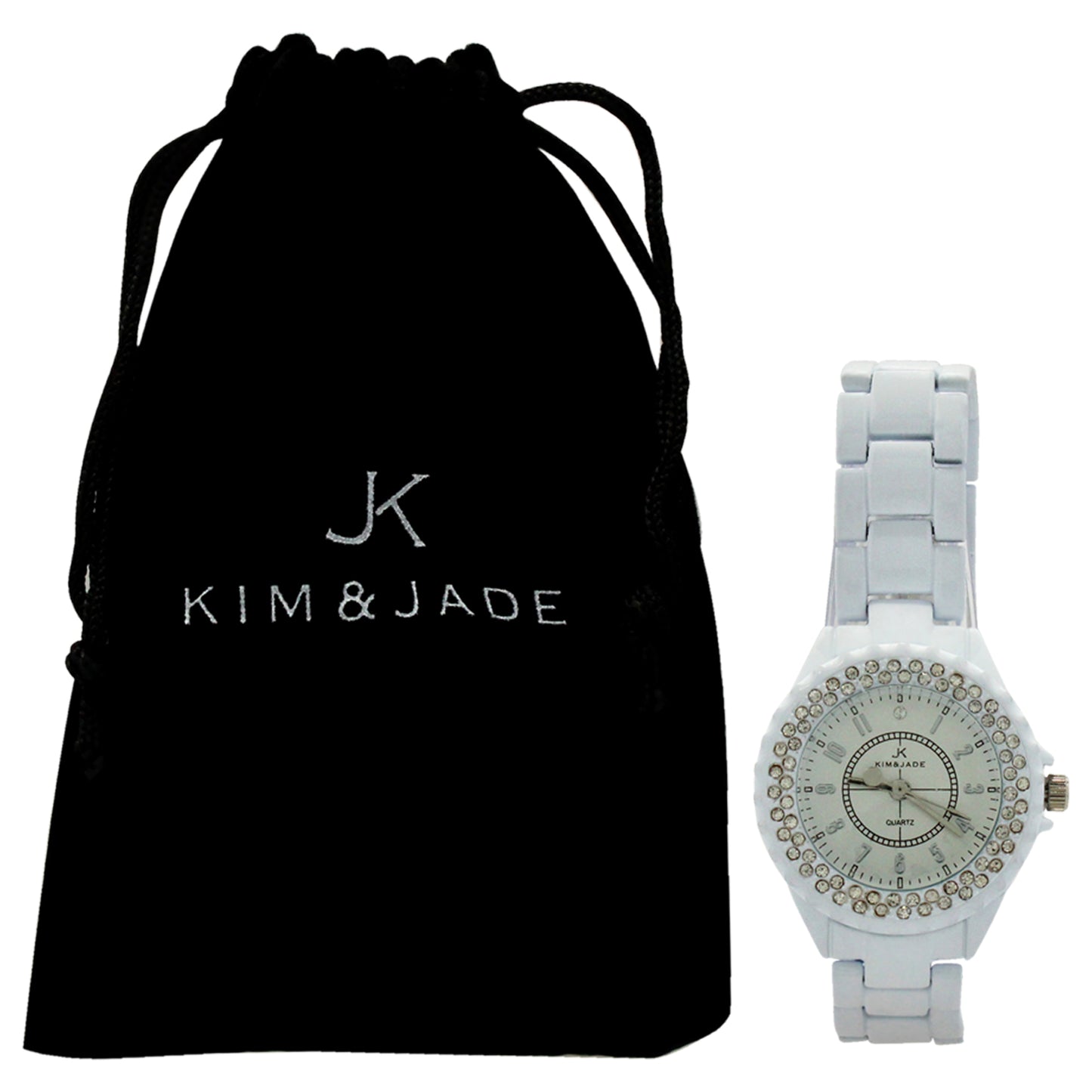 2033L-WS White Stainless Steel Bracelet Watch by Kim & Jade for Women - 1 Pc Watch