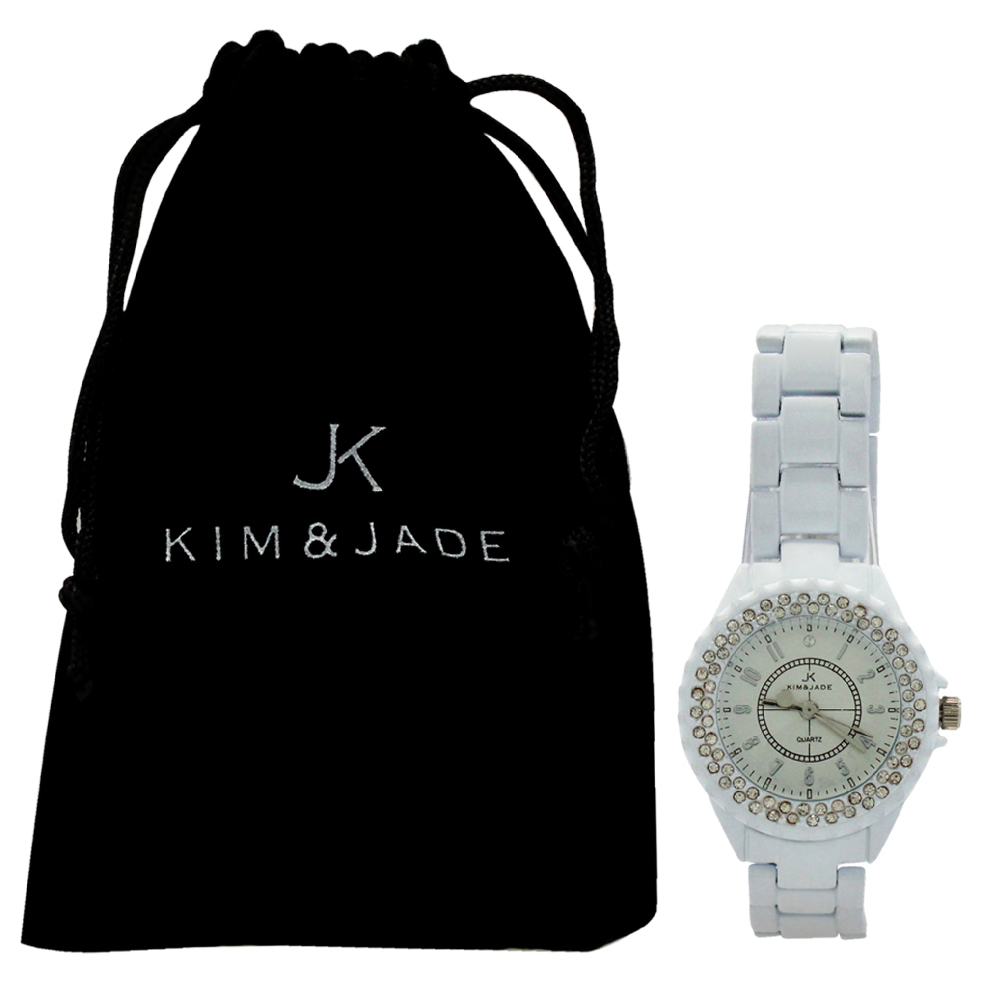 2033L-WS White Stainless Steel Bracelet Watch by Kim & Jade for Women - 1 Pc Watch