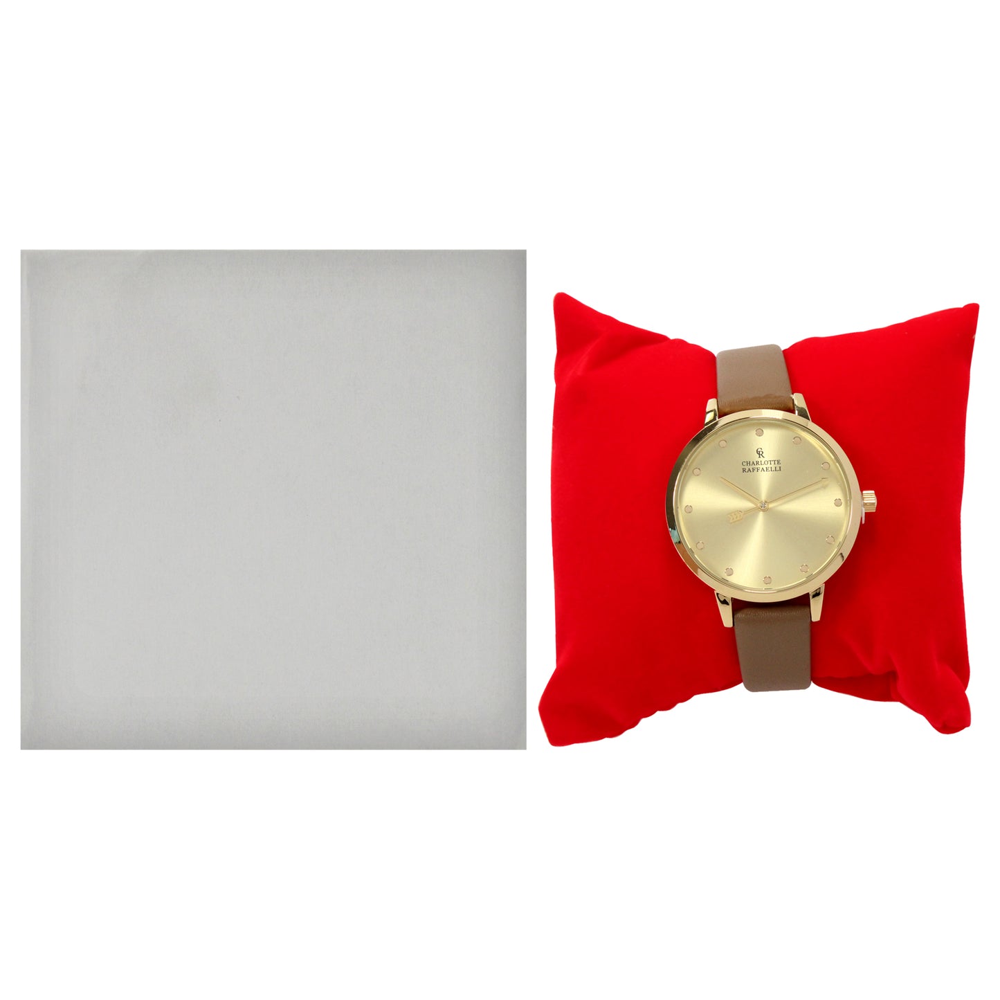 CRB005 La Basic - Gold-Brown Leather Strap Watch by Charlotte Raffaelli for Women - 1 Pc Watch