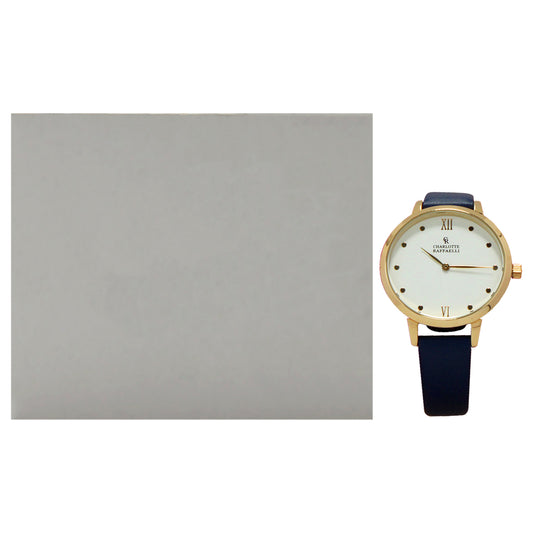CRB008 La Basic - Gold-Blue Leather Strap Watch by Charlotte Raffaelli for Women - 1 Pc Watch