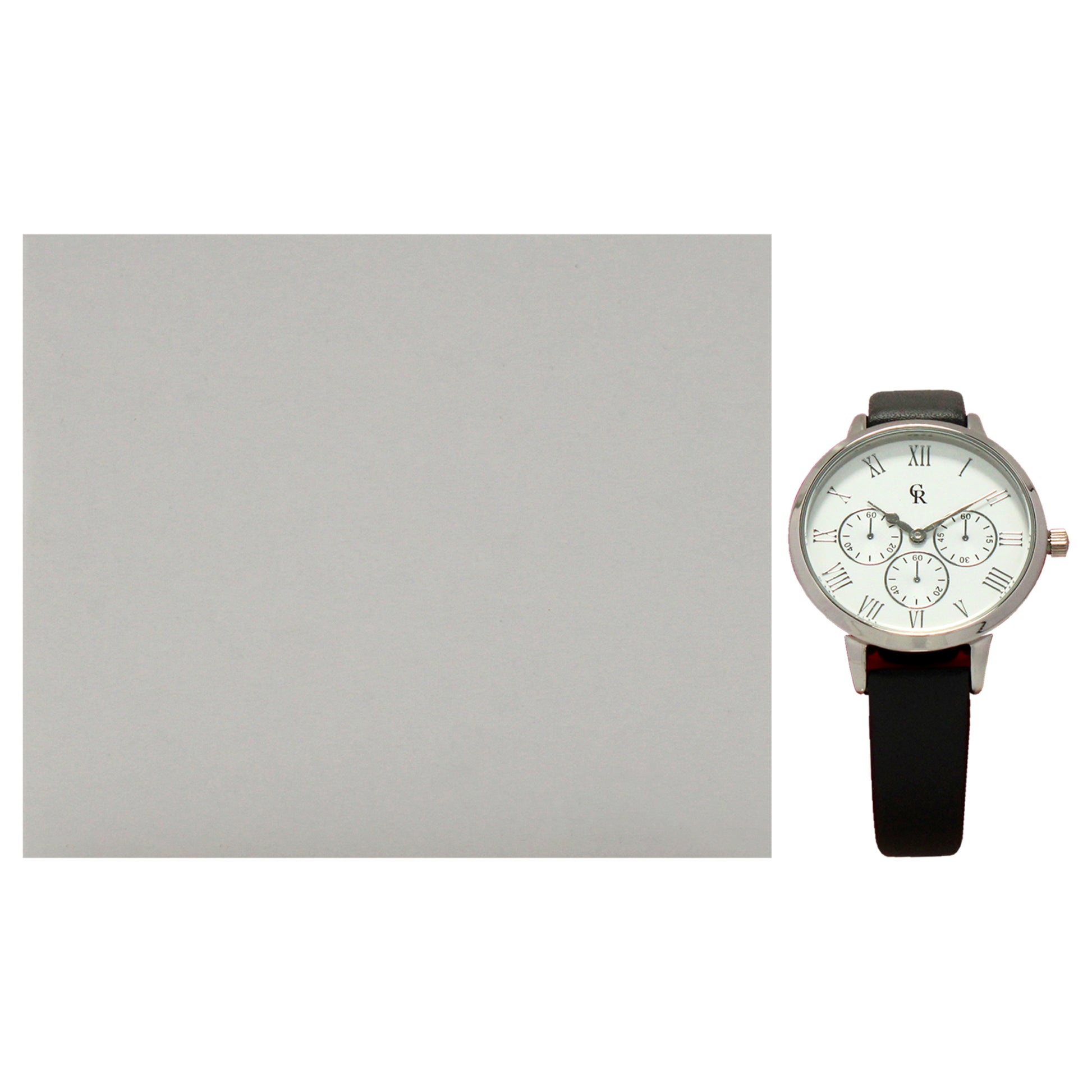 CRB010 La Basic - Silver-Grey Leather Strap Watch by Charlotte Raffaelli for Women - 1 Pc Watch