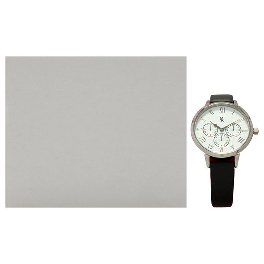 CRB010 La Basic - Silver-Grey Leather Strap Watch by Charlotte Raffaelli for Women - 1 Pc Watch