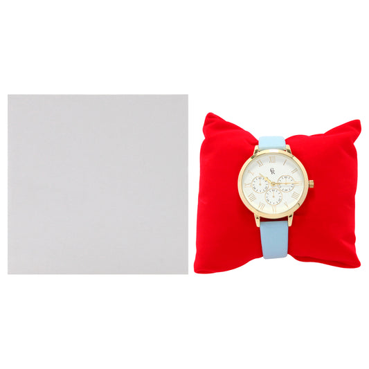 CRB011 La Basic - Gold-Light Blue Leather Strap Watch by Charlotte Raffaelli for Women - 1 Pc Watch