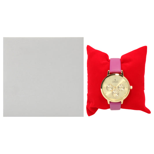 CRB014 La Basic - Gold-Purple Leather Strap Watch by Charlotte Raffaelli for Women - 1 Pc Watch