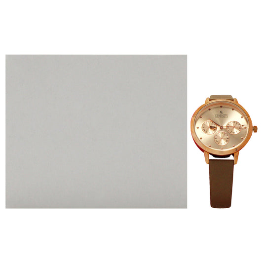 CRB015 La Basic - Rose Gold-Brown Leather Strap Watch by Charlotte Raffaelli for Women - 1 Pc Watch
